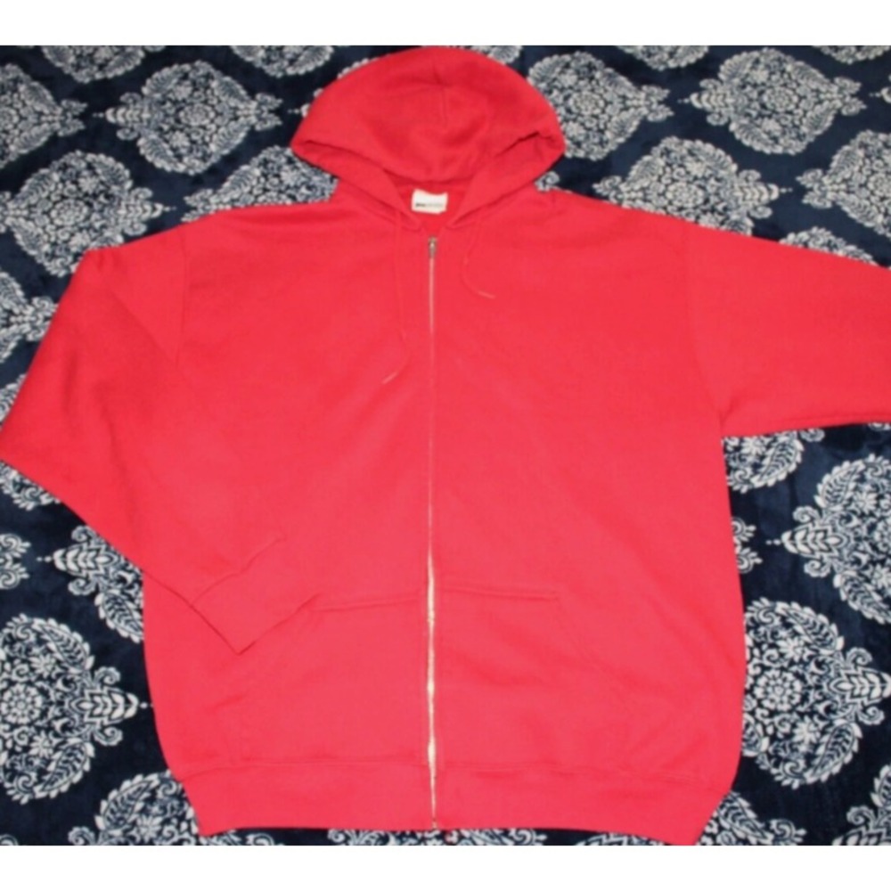 Vintage 90s Pro Spirit Full Zip Hoodie Size X-Large XL (Red) Made In USA RARE